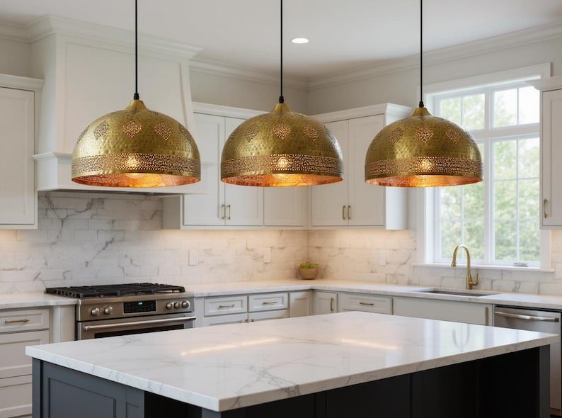 Handmade Brass Dome Pendant Light β Moroccan Style Kitchen Island Lighting Fixture Handmade Brass Dome Pendant Light β Moroccan Style Kitchen Island Lighting Fixture