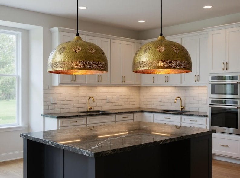 Handmade Brass Dome Pendant Light β Moroccan Style Kitchen Island Lighting Fixture Handmade Brass Dome Pendant Light β Moroccan Style Kitchen Island Lighting Fixture
