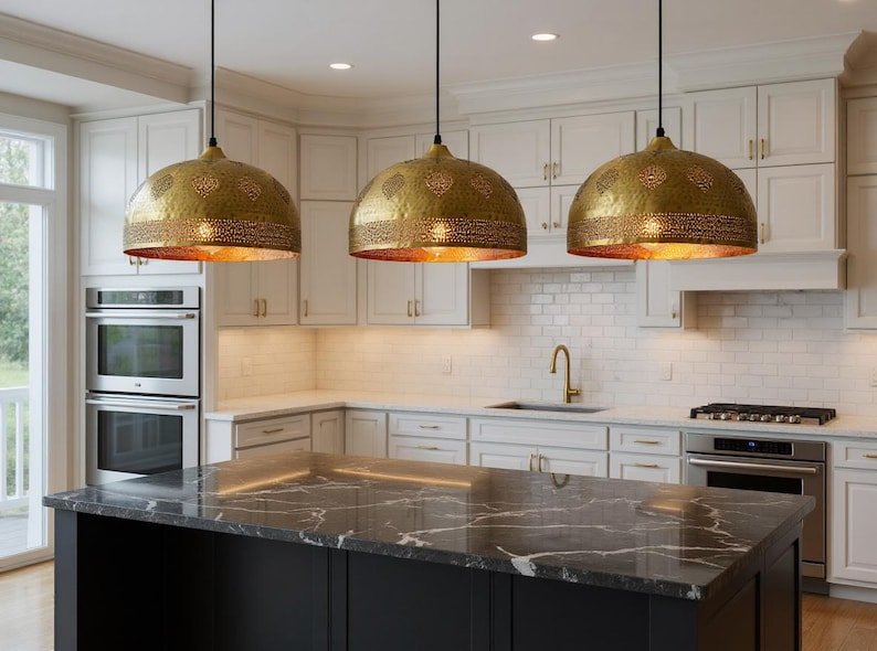 Handmade Brass Dome Pendant Light β Moroccan Style Kitchen Island Lighting Fixture Handmade Brass Dome Pendant Light β Moroccan Style Kitchen Island Lighting Fixture