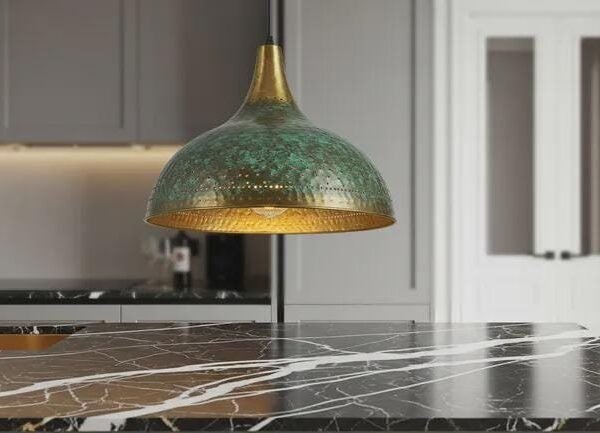 products-NewHomeDecorLighting.5 Green Patina Copper Pendant Light Modern Kitchen Island Lamp