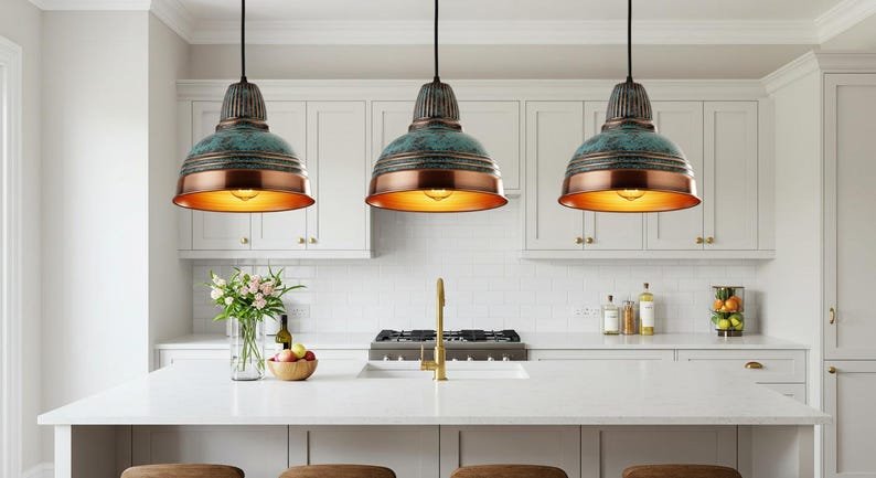Farmhouse Kitchen Island Lighting, Rustic Ceiling Lamp Shade Unique, Copper Pendant, Handmade Oxidized patina Copper Pendant Light Farmhouse Kitchen Island Lighting, Rustic Ceiling Lamp Shade Unique, Copper Pendant, Handmade Oxidized patina Copper Pendant Light