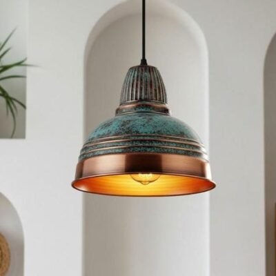 products-Oxid4 Striped Verdigris Copper Pendant Modern Farmhouse Light