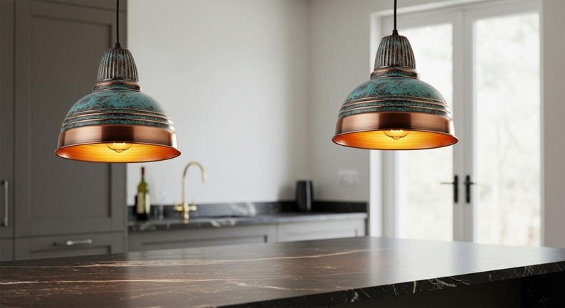 Farmhouse Kitchen Island Lighting, Rustic Ceiling Lamp Shade Unique, Copper Pendant, Handmade Oxidized patina Copper Pendant Light Farmhouse Kitchen Island Lighting, Rustic Ceiling Lamp Shade Unique, Copper Pendant, Handmade Oxidized patina Copper Pendant Light