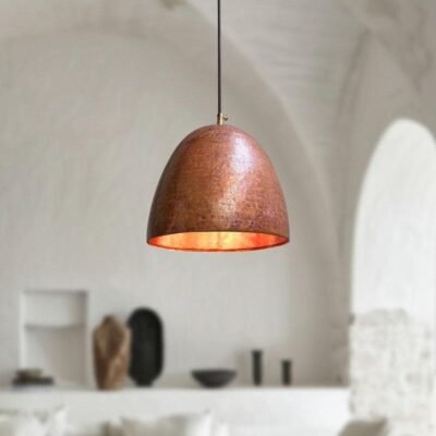 Handmade Hammered Copper Dome Pendant Light - Oxidized Finish Handmade Hammered Copper Dome Pendant Light - Oxidized Finish