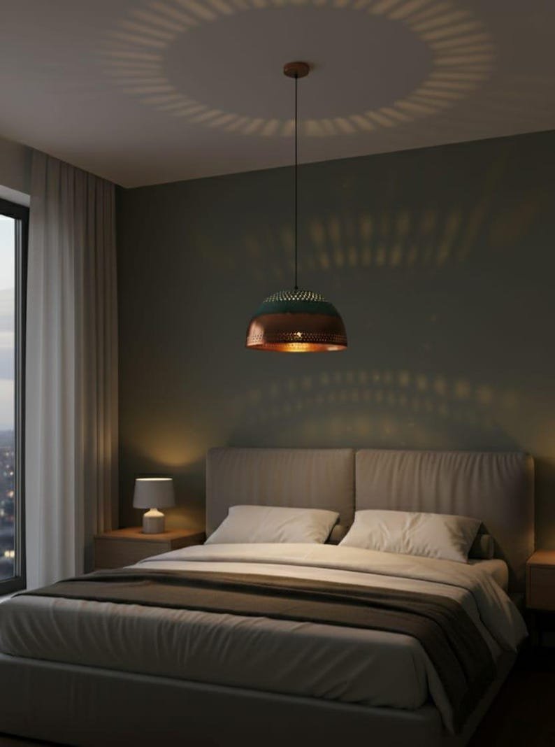 Green Patina Pendant Light , Patina Copper Kitchen Island Lighting