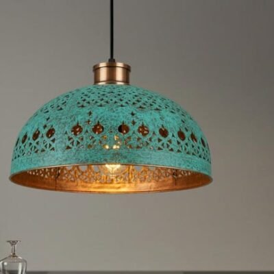 Hand Hammered Moroccan Copper Pendant Light: Green Patina Kitchen Island Lighting Hand Hammered Moroccan Copper Pendant Light: Green Patina Kitchen Island Lighting