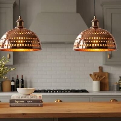 Handmade Moroccan Copper Pendant Light, Perforated Dome Ceiling Lamp Handmade Moroccan Copper Pendant Light, Perforated Dome Ceiling Lamp