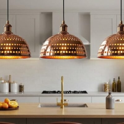 Handmade Moroccan Copper Pendant Light, Perforated Dome Ceiling Lamp Handmade Moroccan Copper Pendant Light, Perforated Dome Ceiling Lamp