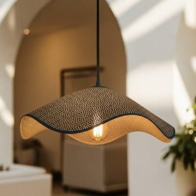 Handmade Moroccan Copper Pendant Light: Perforated Dome Ceiling Lamp