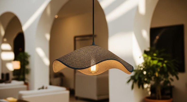 Handmade Moroccan Copper Pendant Light: Perforated Dome Ceiling Lamp