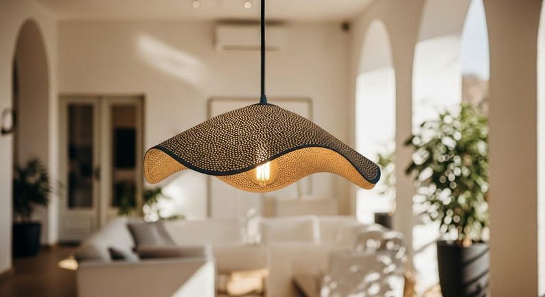 Wavy Perforated Pendant Light Modern Boho Ceiling Lamp