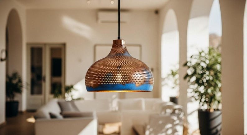 Handcrafted Copper Dome Lamp: Rustic Farmhouse Industrial Pendant Handcrafted Copper Dome Lamp: Rustic Farmhouse Industrial Pendant