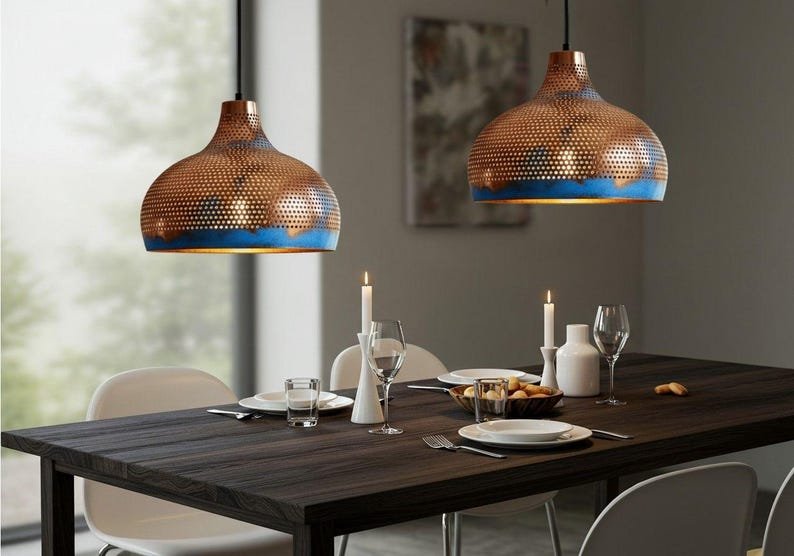 Handcrafted Copper Dome Lamp: Rustic Farmhouse Industrial Pendant Handcrafted Copper Dome Lamp: Rustic Farmhouse Industrial Pendant