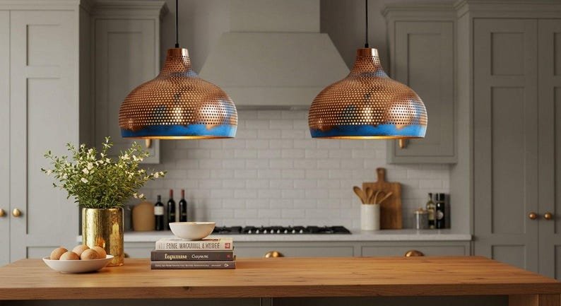 Handcrafted Copper Dome Lamp: Rustic Farmhouse Industrial Pendant Handcrafted Copper Dome Lamp: Rustic Farmhouse Industrial Pendant