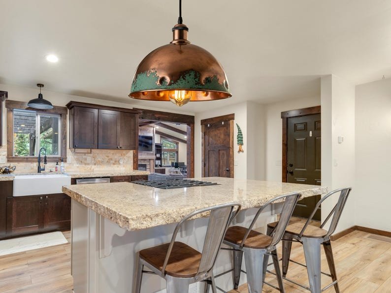 Green Patina Copper Dome Pendant Light - Rustic Kitchen Island Lighting Green Patina Copper Dome Pendant Light - Rustic Kitchen Island Lighting