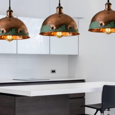 Green Patina Copper Dome Pendant Light - Rustic Kitchen Island Lighting Green Patina Copper Dome Pendant Light - Rustic Kitchen Island Lighting