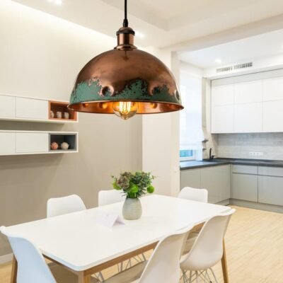 Green Patina Copper Dome Pendant Light - Rustic Kitchen Island Lighting Green Patina Copper Dome Pendant Light - Rustic Kitchen Island Lighting