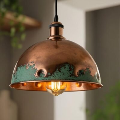 Green Patina Copper Dome Pendant Light - Rustic Kitchen Island Lighting Green Patina Copper Dome Pendant Light - Rustic Kitchen Island Lighting