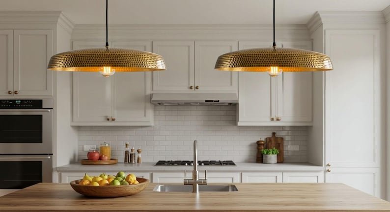products-RusticMoroccanLighting4 Wide Perforated Brass Pendant Rustic Moroccan Island Light