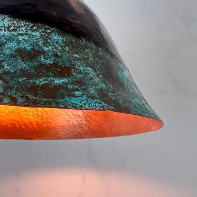 Handmade Patina Copper Dome Pendant Light: Rustic Verdigris Finish
