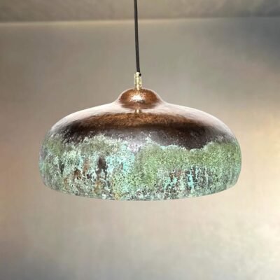 Green Patina Copper Pendant Light - Farmhouse Kitchen Island Lighting - Rustic Ceiling Lamp Shade Unique Green Patina Copper Pendant Light - Farmhouse Kitchen Island Lighting - Rustic Ceiling Lamp Shade Unique