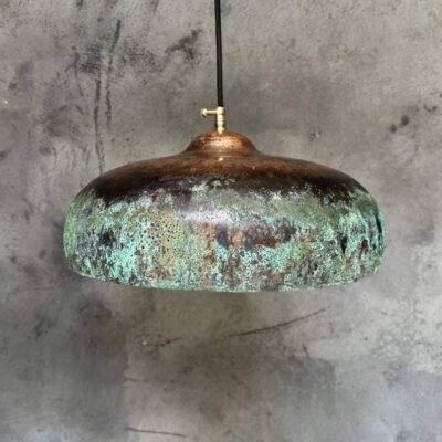 Green Patina Copper Pendant Light - Farmhouse Kitchen Island Lighting - Rustic Ceiling Lamp Shade Unique Green Patina Copper Pendant Light - Farmhouse Kitchen Island Lighting - Rustic Ceiling Lamp Shade Unique