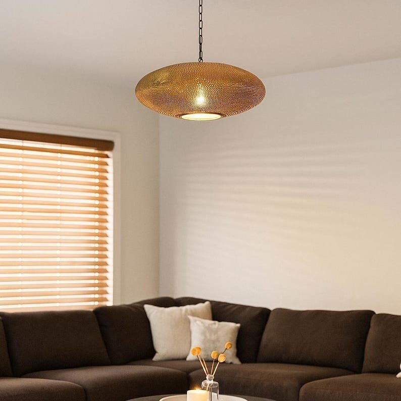 products-ShadowEffectBoho2 Brass Disc Pendant Soft Shadow Living Room Light