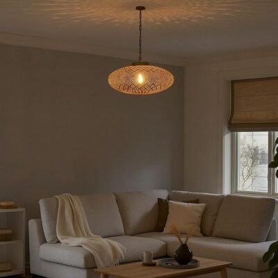 Handmade Moroccan Brass Pendant Light: Shadow Effect Boho Ceiling Lamp Handmade Moroccan Brass Pendant Light: Shadow Effect Boho Ceiling Lamp