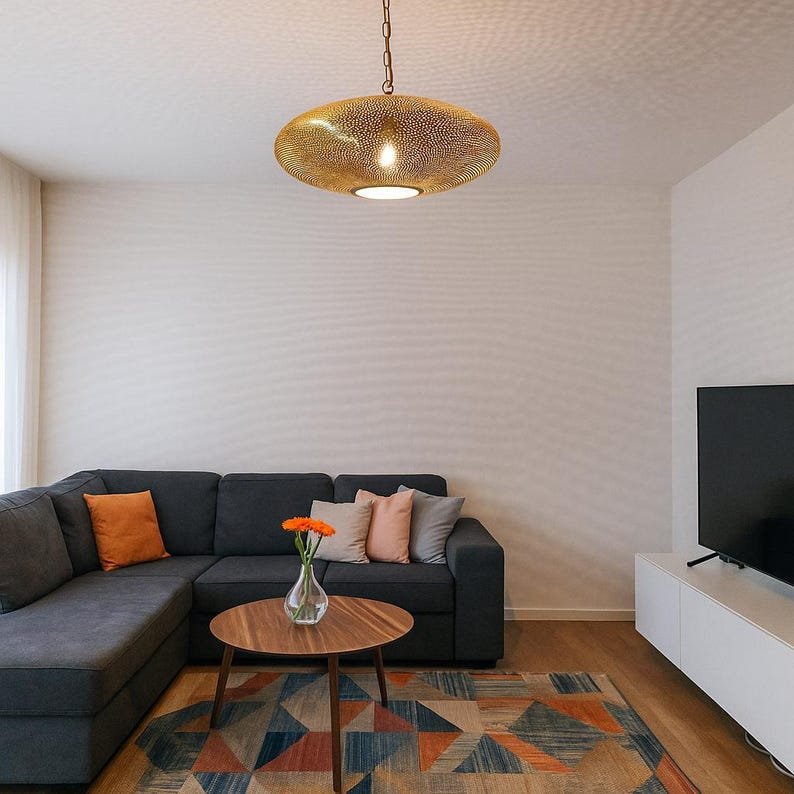 Handmade Moroccan Brass Pendant Light: Shadow Effect Boho Ceiling Lamp Handmade Moroccan Brass Pendant Light: Shadow Effect Boho Ceiling Lamp