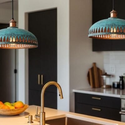Moroccan Patina Brass Pendant Light: Teardrop Cutout Dome Lamp