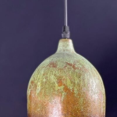 Handmade Copper Pendant Light: Two-Tone Green Patina Dome Lamp Handmade Copper Pendant Light: Two-Tone Green Patina Dome Lamp