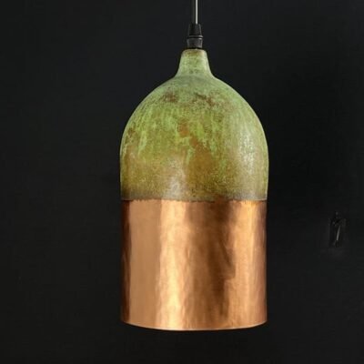 products-Two-ToneGreenPatinaDomeLamp8 Two-Tone Green Patina Copper Pendant Modern Rustic Ceiling Light