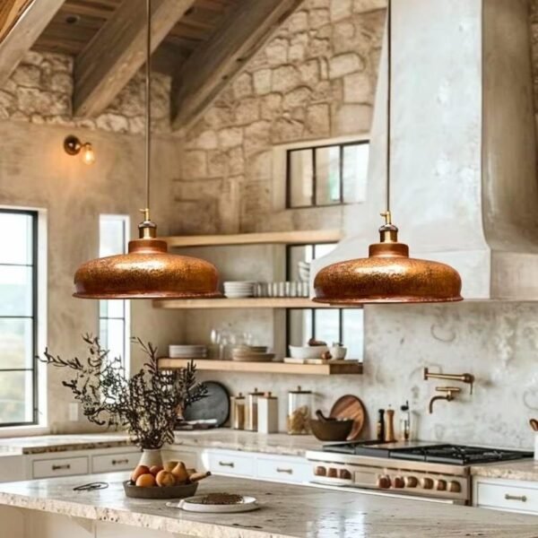 Vintage Copper Disk Pendant Kitchen Island Ceiling Lamp