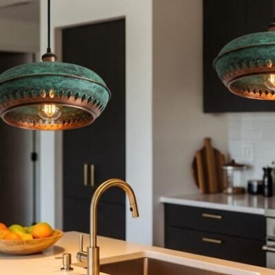 Moroccan Patina Copper Pendant Light: Vintage Industrial Dome Lamp