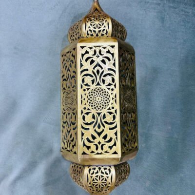 set of 3 Handmade Moroccan Brass Wall Sconce: Ambient Light, Copper Finish