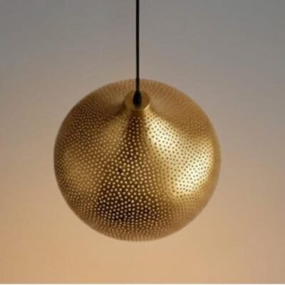 Golden Copper Farmhouse Pendant Light – Handmade Dome Ceiling Lamp for Warm Rustic Interiors