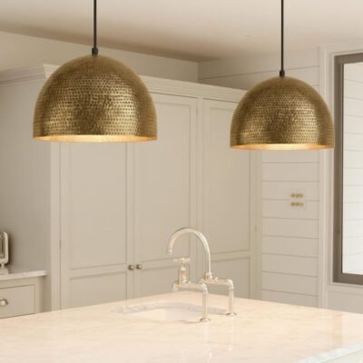 Pendant lamp β hammered brass dome ceiling light for kitchen island, modern mid century style Pendant lamp β hammered brass dome ceiling light for kitchen island, modern mid century style
