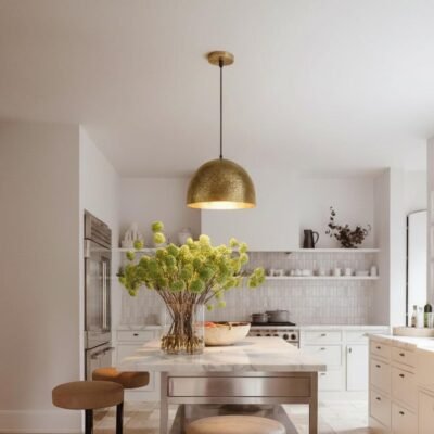 Pendant lamp β hammered brass dome ceiling light for kitchen island, modern mid century style Pendant lamp β hammered brass dome ceiling light for kitchen island, modern mid century style
