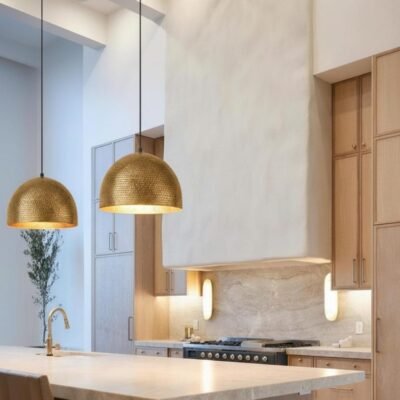 Pendant lamp β hammered brass dome ceiling light for kitchen island, modern mid century style Pendant lamp β hammered brass dome ceiling light for kitchen island, modern mid century style