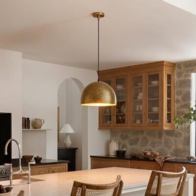 Pendant lamp β hammered brass dome ceiling light for kitchen island, modern mid century style Pendant lamp β hammered brass dome ceiling light for kitchen island, modern mid century style