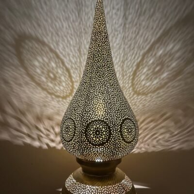 Moroccan brass lamp, large table lamp, artisanal bedside lamp, bronze table lamp, silver lamp, copper floor light , standing lamp , Morocco