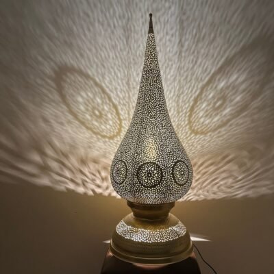Moroccan brass lamp, large table lamp, artisanal bedside lamp, bronze table lamp, silver lamp, copper floor light , standing lamp , Morocco