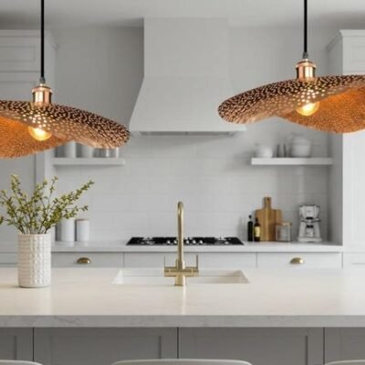 Wavy Brass Pendant Light Sculptural Perforated Ceiling Lamp