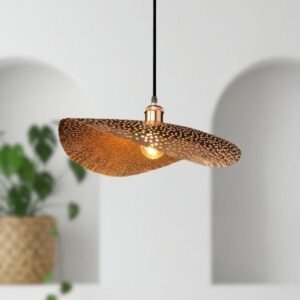 Wavy Brass Pendant Light Sculptural Perforated Ceiling Lamp