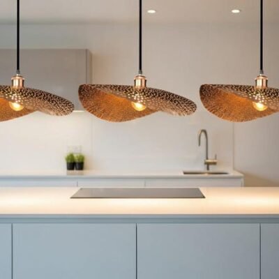 Hammered Copper Dome Pendant Light: Boho Kitchen Island Lighting