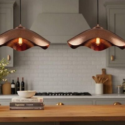 products-madeMoroccanCopper4 Hammered Copper Wave Pendant Sculptural Moroccan Ceiling Lamp