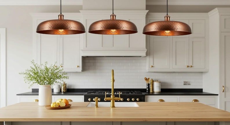 Hammered Copper Pendant Light: Handmade Moroccan Dome Lamp