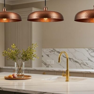 Hammered Copper Pendant Light: Handmade Moroccan Dome Lamp