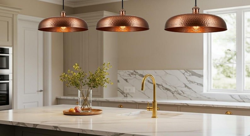 Hammered Copper Pendant Light: Handmade Moroccan Dome Lamp