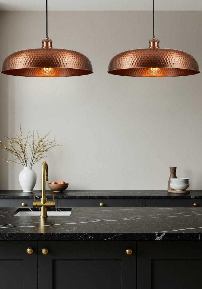Hammered Copper Pendant Light: Handmade Moroccan Dome Lamp
